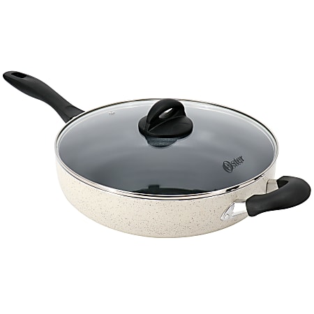 Oster Clairborne Aluminum Nonstick Sauté Pan With Lid, 5 Qt, Sand