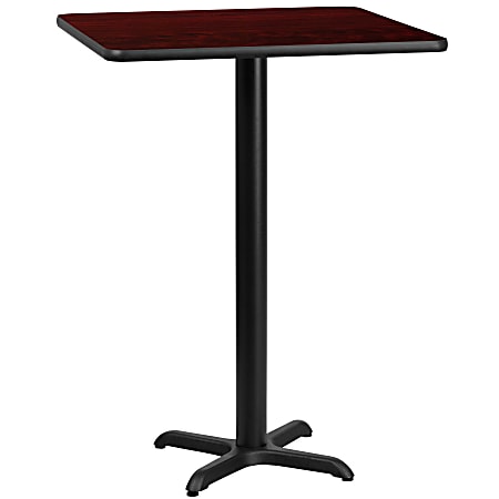 Flash Furniture Square Laminate Table Top With Bar-Height Table Base, 43-1/8"H x 24"W x 24"D, Mahogany/Black