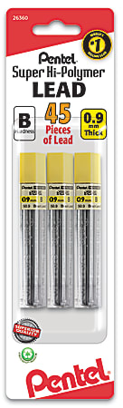 Pentel® Super Hi-Polymer® Lead Refills, #2 B, 0.9 mm, Pack Of 45