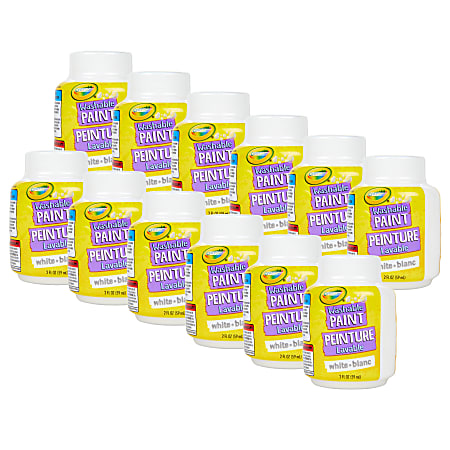 Crayola Washable Paint, 2 Oz, White, Pack Of 12 Paint Pots