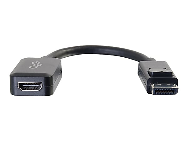 C2G 8in DisplayPort to HDMI Adapter - DP to HDMI Adapter - 1080p - Black - M/F - DisplayPort/HDMI for Audio/Video Device - 8" - 1 x DisplayPort Male Digital Audio/Video - 1 x HDMI Female Digital Audio/Video - Nickel Plated - Shielding - Black