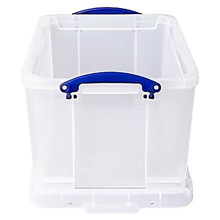 Really Useful Box Plastic Storage Container With Built In Handles And Snap  Lid 32 Liters 19 x 14 x 12 Clear - Office Depot