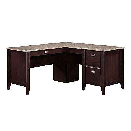 Ameriwood Home Hanley 56 in. L-Shaped Faux Terrazzo Computer Desk with 2-Shelves