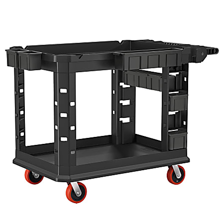 Suncast Commercial Heavy-Duty Plus 2-Shelf Utility Cart, 34-13/16"H x 26-1/2"W x 48-3/4"D, Gray