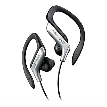 JVC Ear-Clip Headphones for Light Sports With Bass Enhancement, Black/Silver