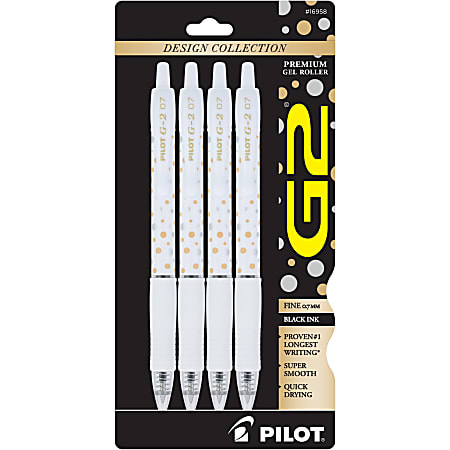 Pilot G 2 Retractable Gel Pens Fine Point 0.7 mm Dots Design Collection  Barrels Black Ink Pack Of 4 Pens - Office Depot