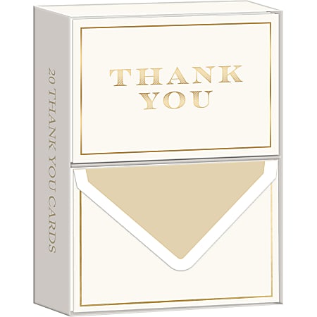 Lady Jayne Thank You Boxed Cards, 3-1/2" x 5", Rich Cream, Pack Of 20 Cards