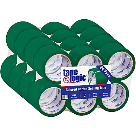 Tape Logic® Carton-Sealing Tape, 3" Core, 3" x 55 Yd., Green, Pack Of 24