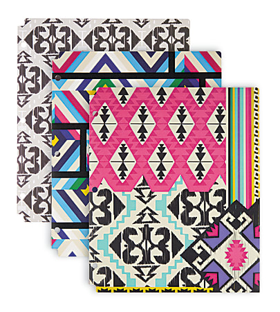 Divoga® 2-Pocket Poly Folder, Tribal, 8 1/2" x 11", Letter Size, Assorted Designs