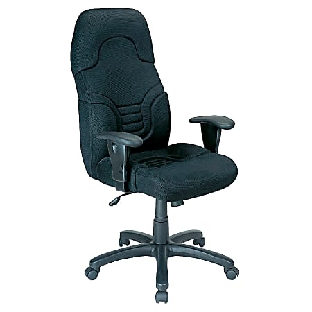 Office Depot® Brand Mission High-Back Mesh Fabric Chair, 47.5"H x 26"W x 21"D, Black Frame, Black Fabric