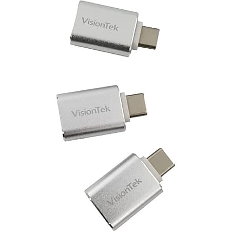 VisionTek USB-C to USB-A (M/F) 3 Pack Adapters - USB-C to USB adapter plug male to female (x3) supports USB 3.0 / USB 3.1 Host works with flash drives, keyboards, mice, external storage