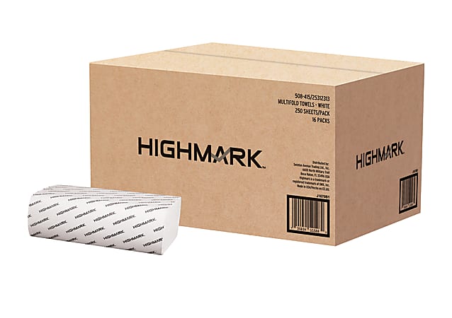 Highmark® ECO Multi-Fold 1-Ply Paper Towels, 100% Recycled, 250 Sheets Per Pack, Case Of 16 Packs