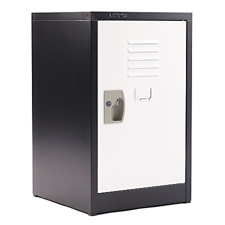 Alpine AdirOffice 1-Tier Steel Lockers, 24”H x 15”W x 15”D, Black/White, Pack Of 2 Lockers