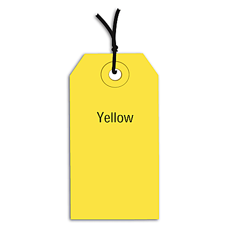 Partners Brand Prestrung Color Shipping Tags, #6, 5 1/4" x 2 5/8", Yellow, Box Of 1,000