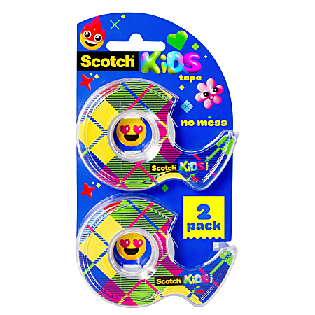 Scotch&reg; Kids Invisible Tape, .75 in x 600 in, 2 Tape Rolls with Dispensers, Kid Approved No Mess Fun
