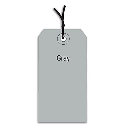 Partners Brand Prestrung Color Shipping Tags, #6, 5 1/4" x 2 5/8", Gray, Box Of 1,000