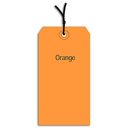 Partners Brand Prestrung Color Shipping Tags, #6, 5 1/4" x 2 5/8", Orange, Box Of 1,000