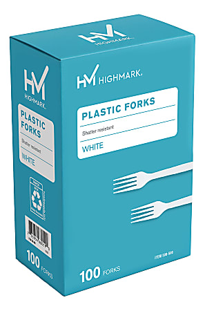 Highmark&reg; Medium-Length Plastic Cutlery, Forks, Pack Of 100 Forks