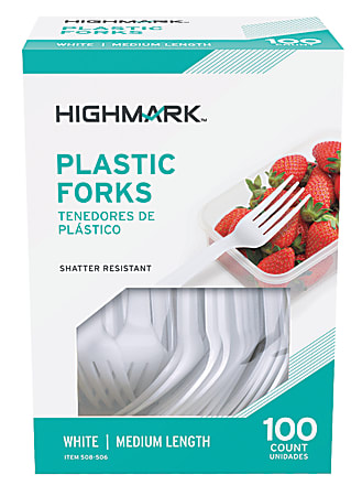 Highmark® Medium-Length Plastic Cutlery, Forks, Pack Of 100