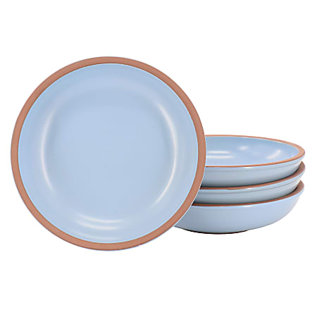 Gibson Elite Dumont 4-Piece Terracotta Dinner Bowl Set, 9”, Light Blue