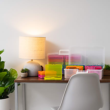 Iris® Large Photo Boxes With 12 Photo Cases, 20-1/16"L x 15"W x 16-1/8"H, Clear/Multicolor, Set Of 2 Boxes