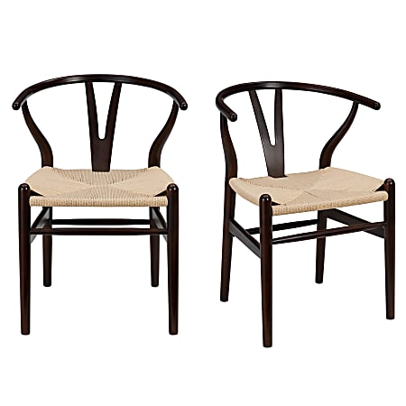 Eurostyle Evelina Side Chairs, Natural/Walnut, Set Of 2 Chairs