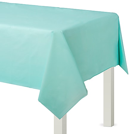Amscan Flannel-Backed Vinyl Table Covers, 54” x 108”, Robin’s Egg Blue, Set Of 2 Covers