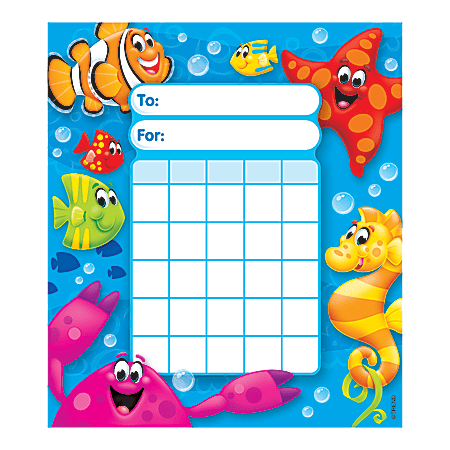 TREND Incentive Pad, Sea Buddies, 5 1/4" x 6", Assorted Colors, Pad Of 36 Charts