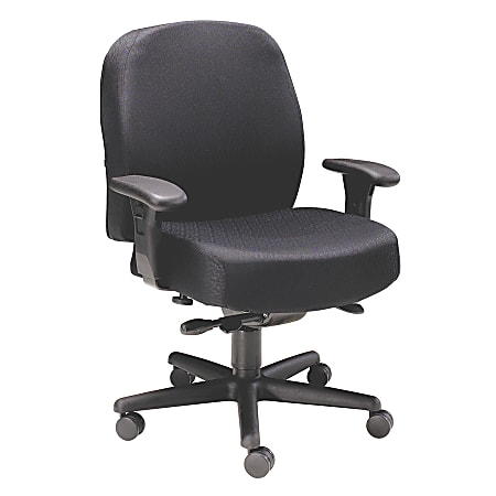 HON® Pyramid 24-Hour Mid-Back Fabric Task Chair, 44 1/2"H x 32 1/4"W x 29 1/2"D, Black Frame, Black Fabric