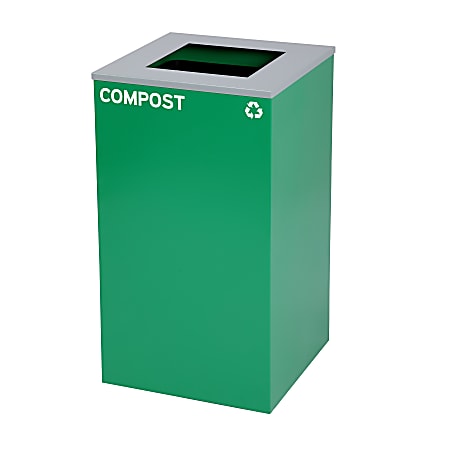 Alpine Industries Stainless-Steel Compost Bin With Square Opening Lid, 29 Gallons, 30”H x 16-15/16”W x 16-15/16”D, Green