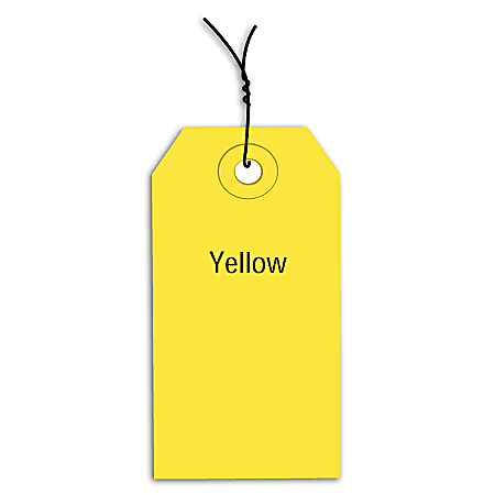 Partners Brand Prewired Color Shipping Tags, #1, 2 3/4" x 1 3/8", Yellow, Box Of 1,000