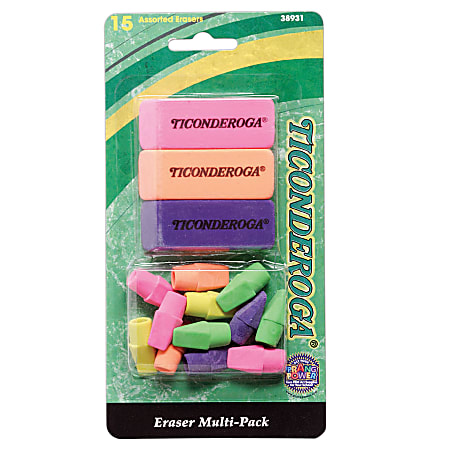 Ticonderoga® Eraser Multi Pack, Assorted, Pack Of 15