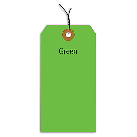 Office Depot® Brand Fluorescent Prewired Shipping Tags, #1, 2 3/4" x 1 3/8", Green, Box Of 1,000
