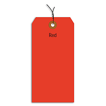 Office Depot® Brand Fluorescent Prewired Shipping Tags, #1, 2 3/4" x 1 3/8", Red, Box Of 1,000