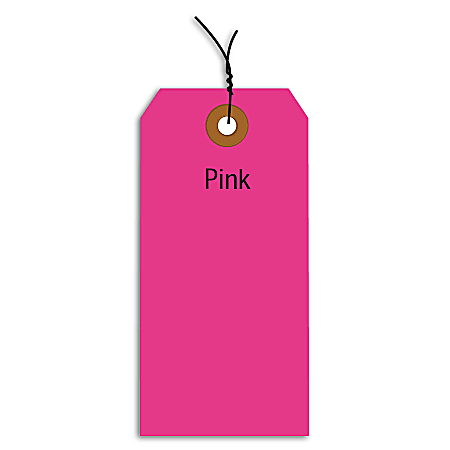 Office Depot® Brand Fluorescent Prewired Shipping Tags, #1, 2 3/4" x 1 3/8", Pink, Box Of 1,000