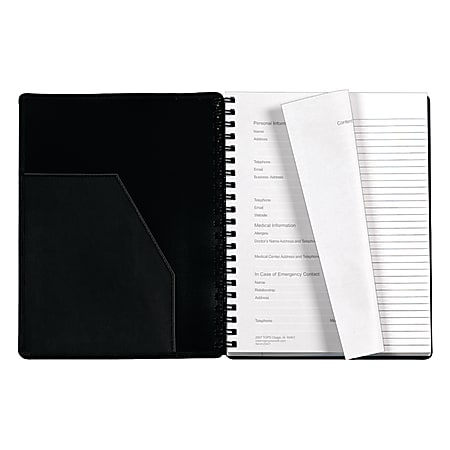 TOPS® Leatherette Executive Notebook, 8" x 10 1/2", Legal Ruled, 96 Sheets, Black