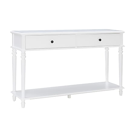 Powell Heaton Wood Console Table With Shelf, 34"H x 56"W x 16"D, White