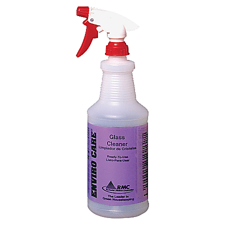 RMC Snap! Spray Bottle For RMC Enviro Care Glass Cleaner, 1 Qt, Clear Frosted, Pack Of 48