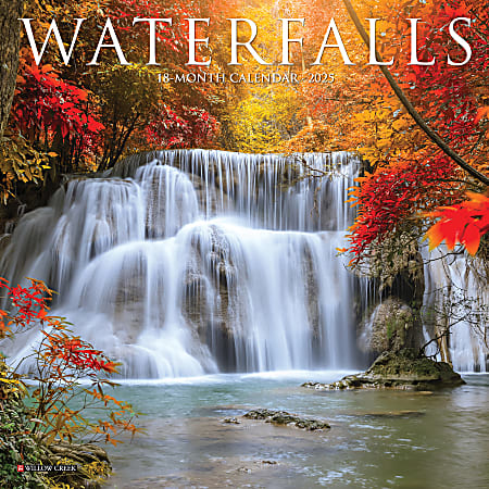 2025 Willow Creek Press Mini Wall Calendar, 7” x 7”, Waterfalls, January 2025 To December 2025, 46005