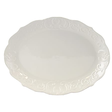 Gibson Home Royal Abbey Embossed Platter, White