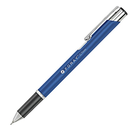 FORAY® Retractable Ballpoint Pens, 0.7 mm, Fine Point, Black Barrel, Blue Ink, Pack Of 2