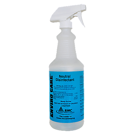 RMC Snap! Trigger Bottle For RMC Enviro Care Neutral Disinfectant, 1 Qt, Clear Frosted, Pack Of 48