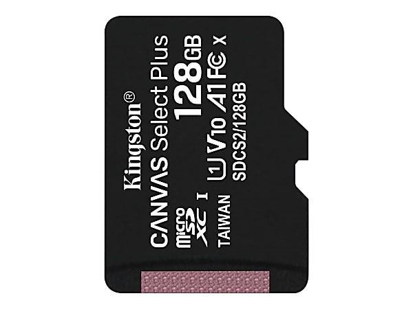Kingston Canvas Select Plus SDCS2 128 GB Class 10/UHS-I (U1) microSDXC, 1, 100 MB/s Read, SDCS2128GBSP