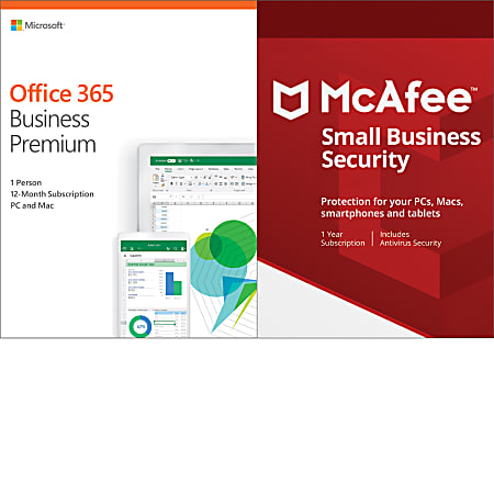 Microsoft Office 365 Business Premium, With McAfee® Small Business Security Bundle