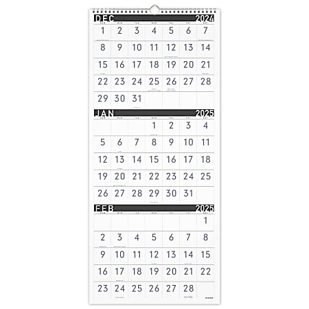 2024-2026 AT-A-GLANCE® Contemporary 3-Month Reference Wall Calendar, 12" x 27", December 2024 To February 2026, PM11X28