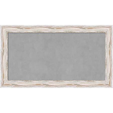 Amanti Art Narrow Magnetic Bulletin Board, Aluminum/Steel, 27" x 15", Alexandria White Wash Wood Frame