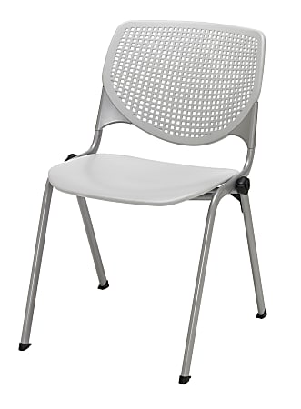 KFI Studios KOOL Stacking Chair, Light Gray/Silver