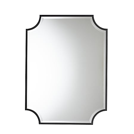 Baxton Studio Parcenet Modern Metal Accent Wall Mirror, 40”H x 30”W x 1-1/16”D, Black