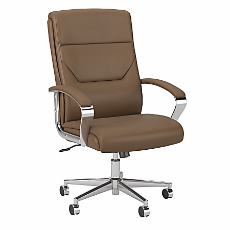 Bush® Business Furniture South Haven High-Back Leather Executive Office Chair, Saddle, Standard Delivery