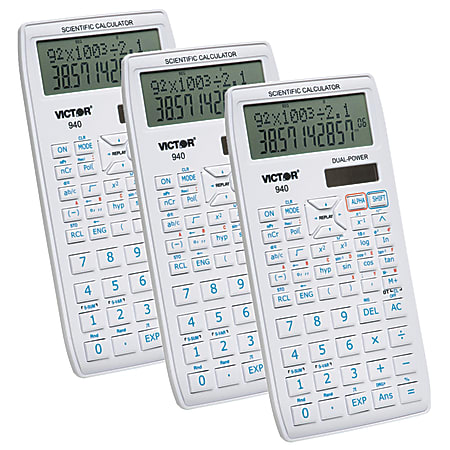 Victor 940 10-Digit Advanced Scientific Calculators, VCT940-3, Pack Of 3 Calculators